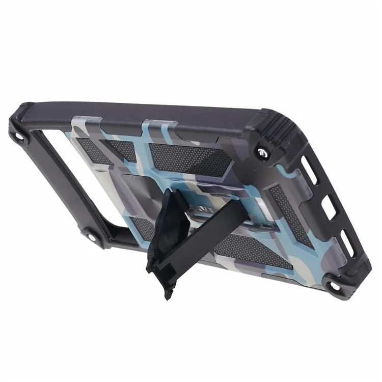 For Google Pixel 8 Pro Anti-Scratch PC+TPU Phone Case Camouflage Kickstand Back Cover - Navy Blue