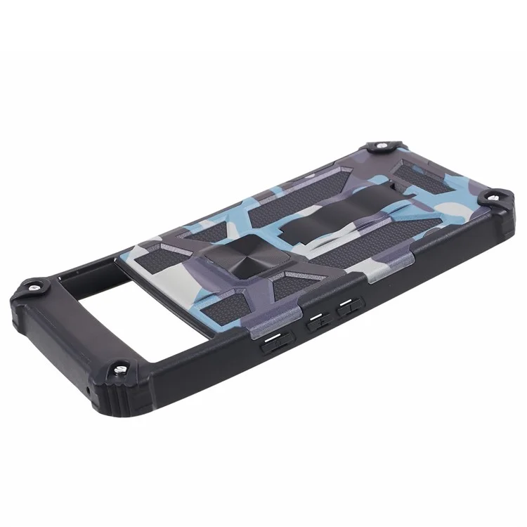 For Google Pixel 8 Pro Anti-Scratch PC+TPU Phone Case Camouflage Kickstand Back Cover - Navy Blue