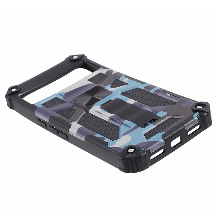 For Google Pixel 8 Pro Anti-Scratch PC+TPU Phone Case Camouflage Kickstand Back Cover - Navy Blue