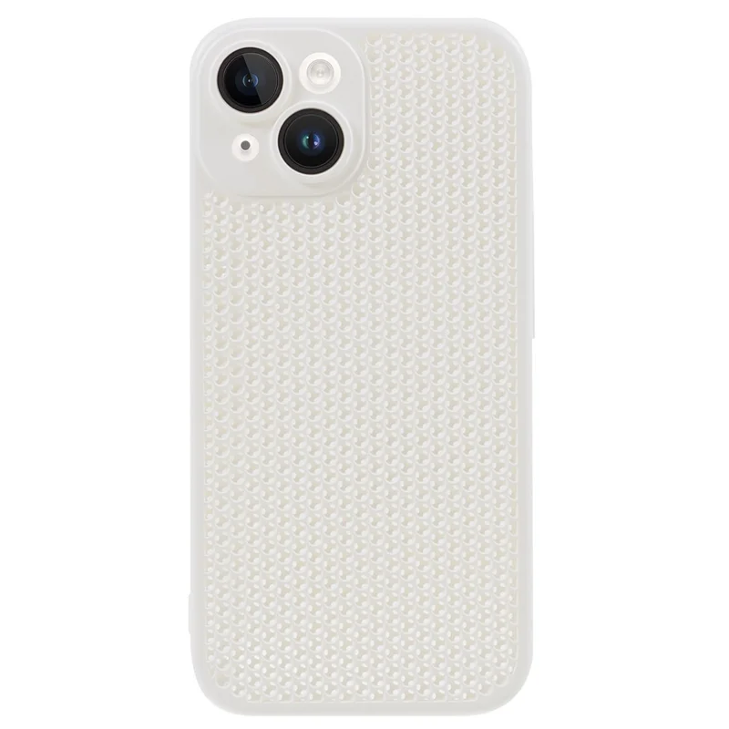 KSTDESIGN Icenets Series For iPhone 14 Hollow Heat Dissipation Case Anti-Scratch PC Phone Cover with Lens Film - White