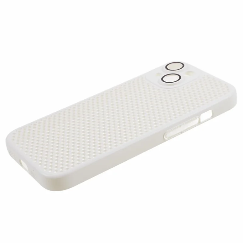 KSTDESIGN Icenets Series For iPhone 14 Hollow Heat Dissipation Case Anti-Scratch PC Phone Cover with Lens Film - White