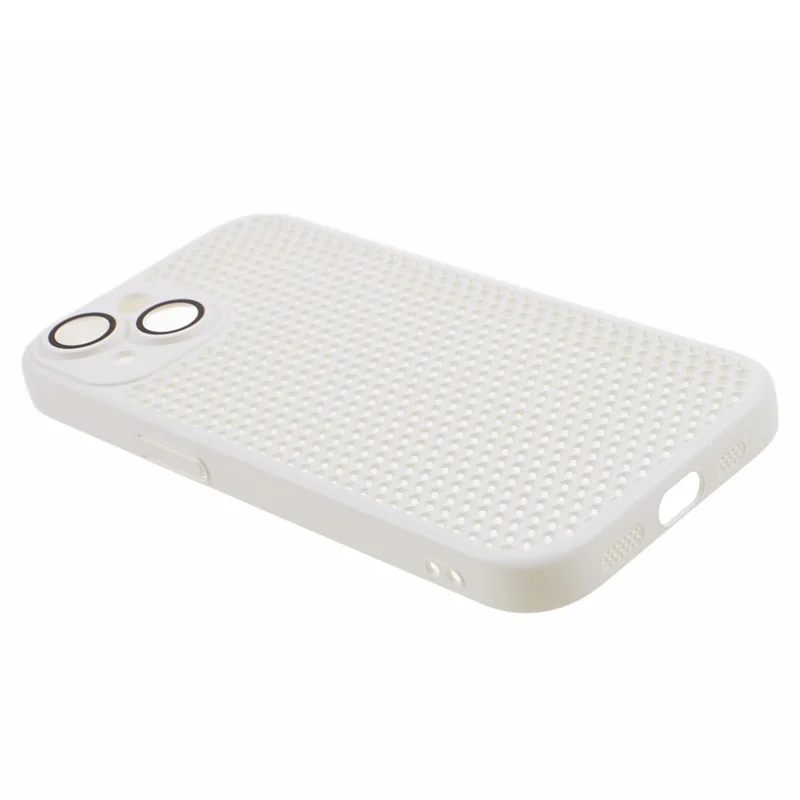 KSTDESIGN Icenets Series For iPhone 14 Hollow Heat Dissipation Case Anti-Scratch PC Phone Cover with Lens Film - White