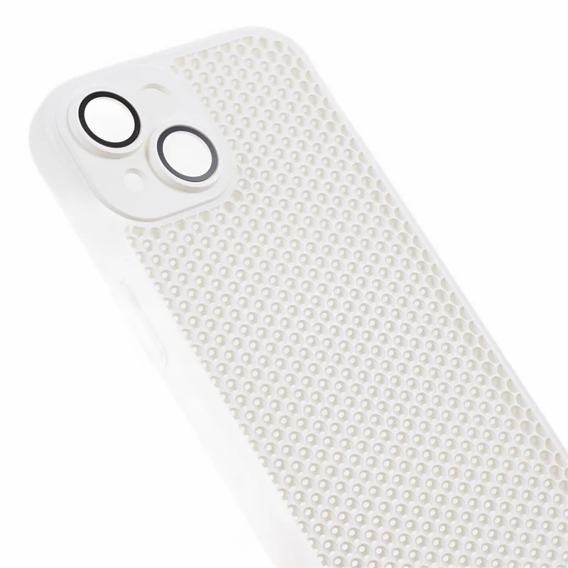 KSTDESIGN Icenets Series For iPhone 14 Hollow Heat Dissipation Case Anti-Scratch PC Phone Cover with Lens Film - White