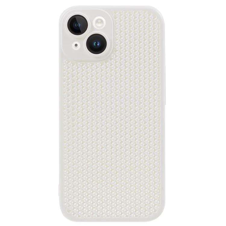 KSTDESIGN Icenets Series For iPhone 14 Plus Breathable Cooling Case Hard PC Heat Dissipation Phone Cover with Lens Film - White