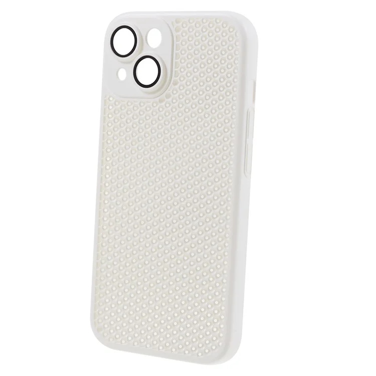 KSTDESIGN Icenets Series For iPhone 14 Plus Breathable Cooling Case Hard PC Heat Dissipation Phone Cover with Lens Film - White