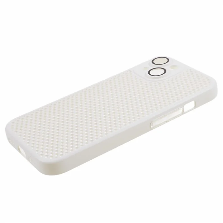 KSTDESIGN Icenets Series For iPhone 14 Plus Breathable Cooling Case Hard PC Heat Dissipation Phone Cover with Lens Film - White