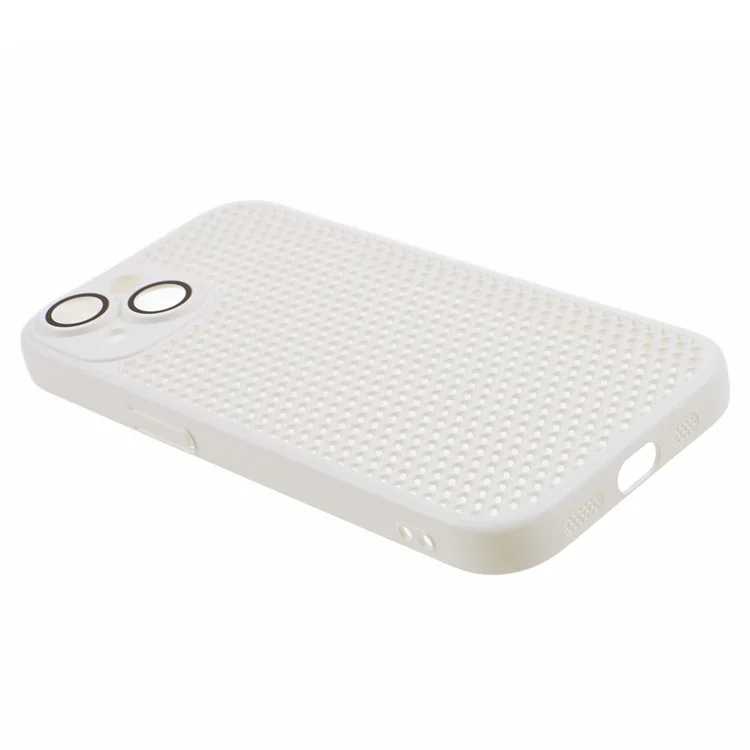 KSTDESIGN Icenets Series For iPhone 14 Plus Breathable Cooling Case Hard PC Heat Dissipation Phone Cover with Lens Film - White
