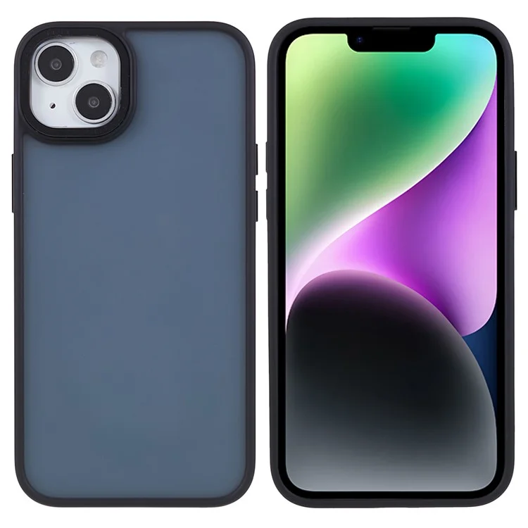 FULEXIN For iPhone 15 Metal Lens Frame Phone Case PC + TPU Hybrid Shockproof Cover - Black