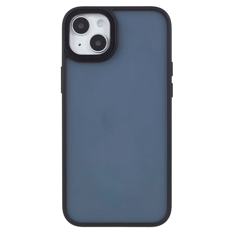 FULEXIN For iPhone 15 Metal Lens Frame Phone Case PC + TPU Hybrid Shockproof Cover - Black