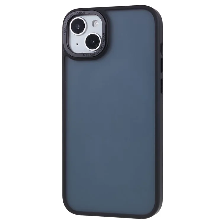 FULEXIN For iPhone 15 Metal Lens Frame Phone Case PC + TPU Hybrid Shockproof Cover - Black