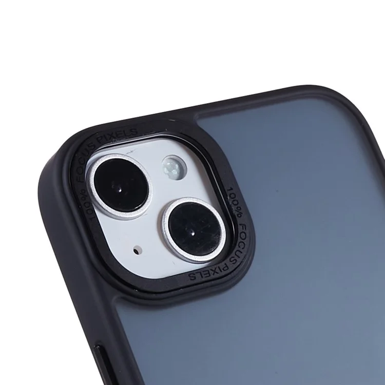 FULEXIN For iPhone 15 Metal Lens Frame Phone Case PC + TPU Hybrid Shockproof Cover - Black