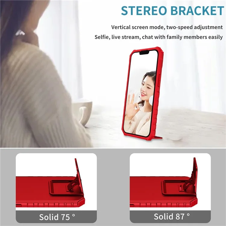 Para iPhone 15 Pro Max Slide Camera Lid PC+TPU Phone Case Anti-drop Kickstand Back Cover - Rojo