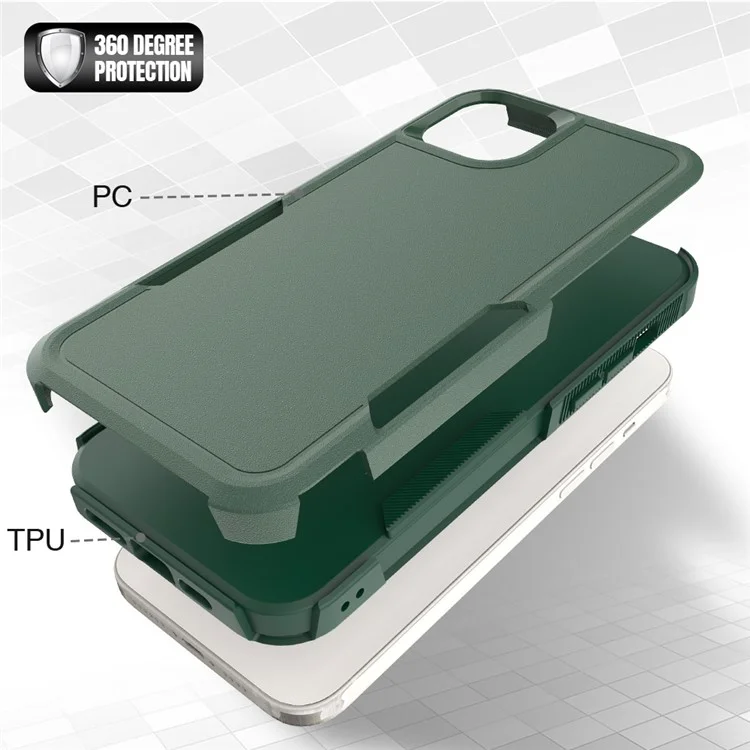 Pour iPhone 15 Plus PC+TPU Dual Layer Protection Cover Drop-proof Phone Case - Dark Green