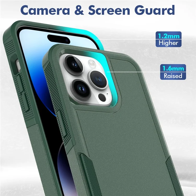 For iPhone 15 Pro Max Mobile Phone Back Cover PC+TPU Drop Protection Case - Dark Green