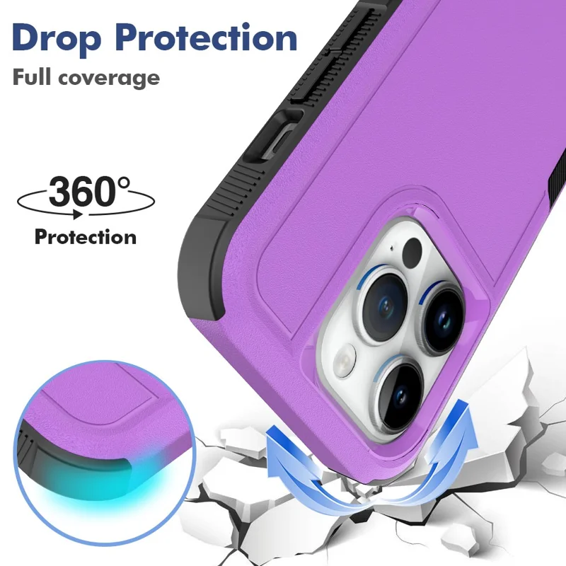 For iPhone 15 Pro Anti-scratch Phone Case PC+TPU Shockproof Back Cover - Purple