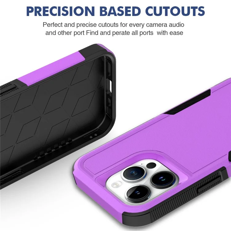 For iPhone 15 Pro Anti-scratch Phone Case PC+TPU Shockproof Back Cover - Purple
