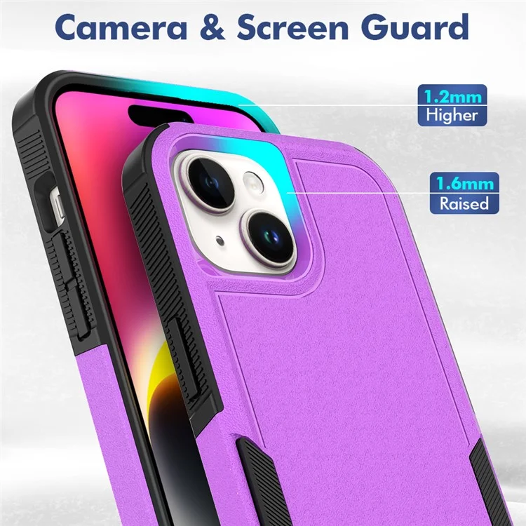 For iPhone 15 Dual Layer Protection PC+TPU Cover Anti-fall Phone Case - Purple