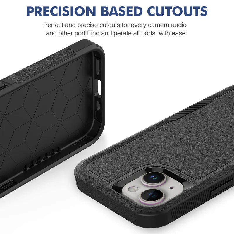Per iPhone 15 Custodia Protettiva a Doppio Strato PC+TPU Anti-caduta - Nero