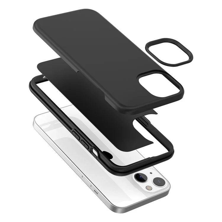 Для iPhone 15 Plus PC + TPU гибридный корпус телефона Anti-Scratch Phone Case Rubberized Surface Cover - Черный
