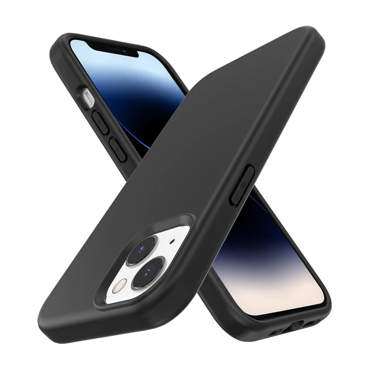 Для iPhone 15 Plus PC + TPU гибридный корпус телефона Anti-Scratch Phone Case Rubberized Surface Cover - Черный