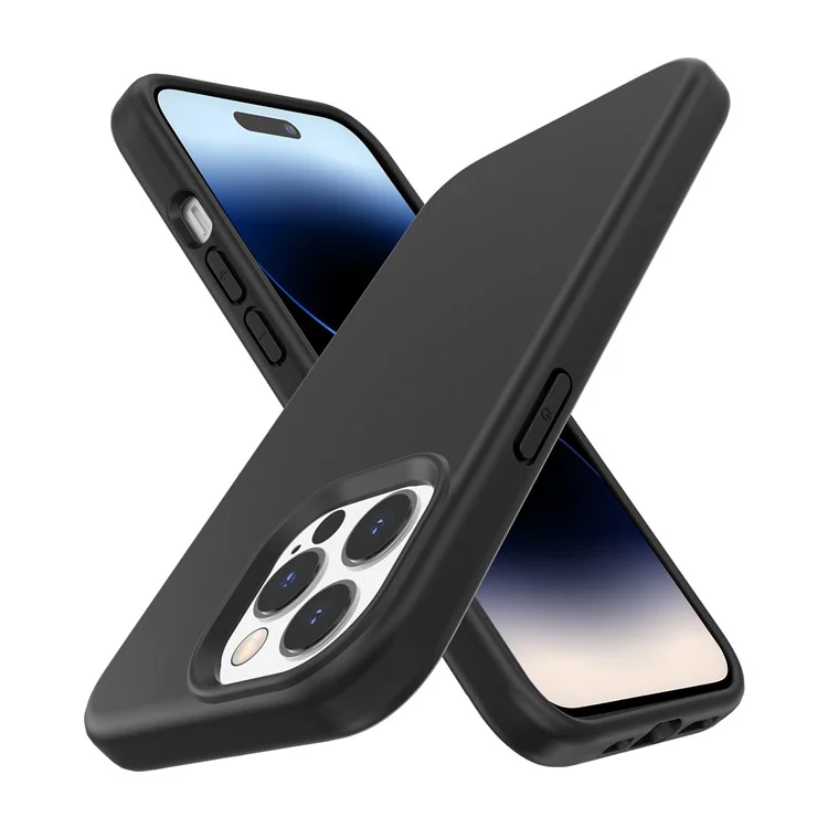 For iPhone 15 Pro Max PC + TPU Hybrid Phone Shell Anti-Scratch Rubberized Surface Phone Case Cover - Black