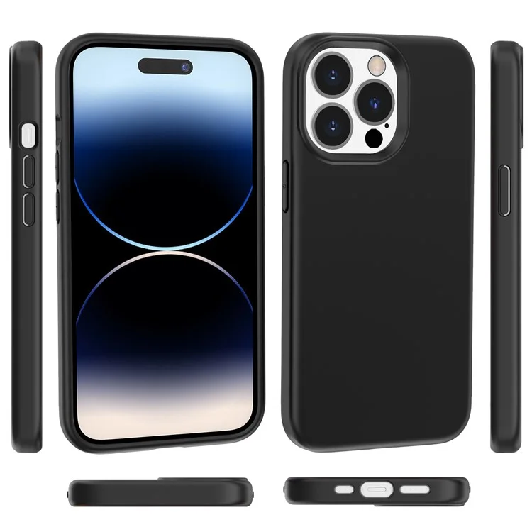 For iPhone 15 Pro Max PC + TPU Hybrid Phone Shell Anti-Scratch Rubberized Surface Phone Case Cover - Black