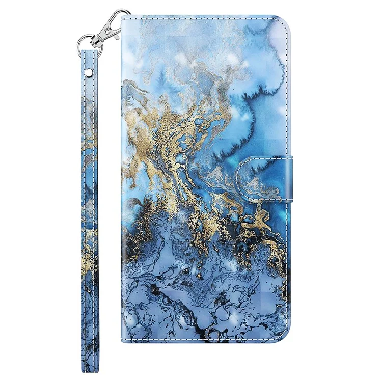 Pour iPhone 15 Étui Flip à Motif 3D Étui en Cuir PU Portefeuille Support Téléphone Avec Sangle - Bauhinia Valley