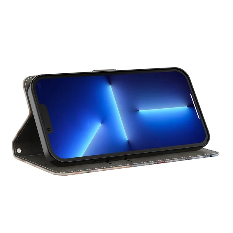 For iPhone 15 Pro PU Leather Phone Case 3D Pattern Printing Wallet Stand Protective Cover - Two Feathers