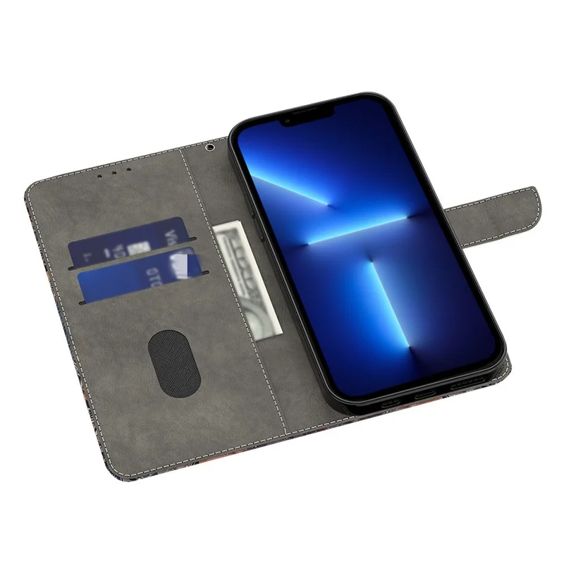 For iPhone 15 Pro PU Leather Phone Case 3D Pattern Printing Wallet Stand Protective Cover - Two Feathers