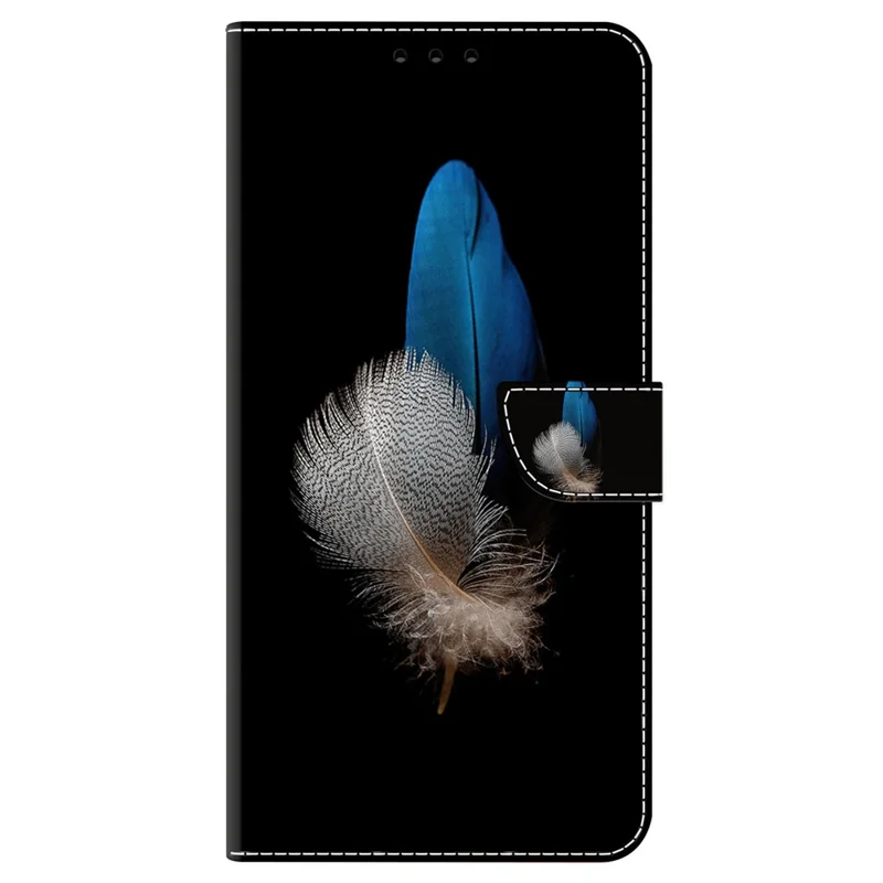 For iPhone 15 Pro PU Leather Phone Case 3D Pattern Printing Wallet Stand Protective Cover - Two Feathers