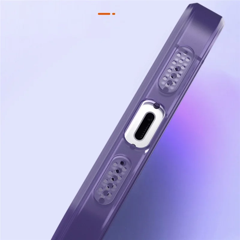 For iPhone 15 Plus Shockproof Phone Case PC+TPU Translucent Matte Cover with Glass Lens Film - Dark Purple