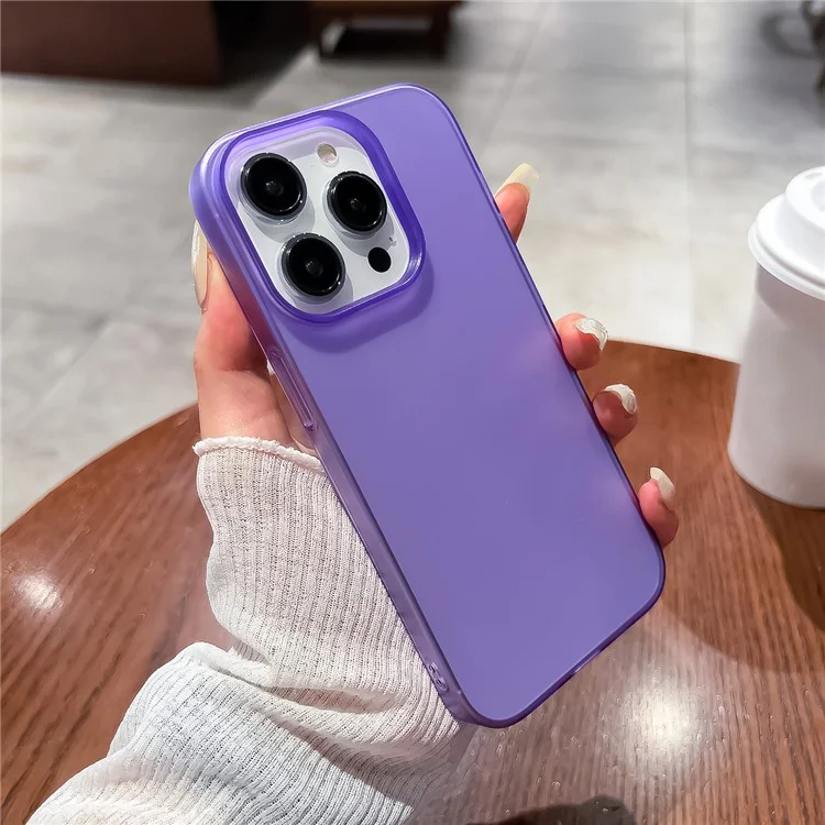 For iPhone 15 Pro Max Matte Design PC Phone Cover Shockproof Case Anti-Fingerprint Phone Shell - Purple
