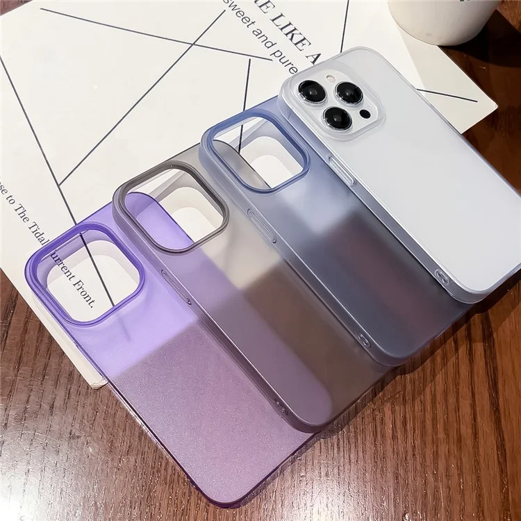 For iPhone 15 Pro Max Matte Design PC Phone Cover Shockproof Case Anti-Fingerprint Phone Shell - Purple