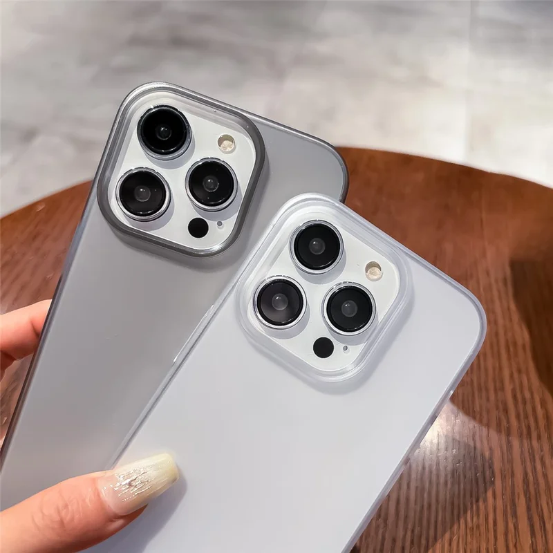 For iPhone 15 Pro Max Matte Design PC Phone Cover Shockproof Case Anti-Fingerprint Phone Shell - Transparent