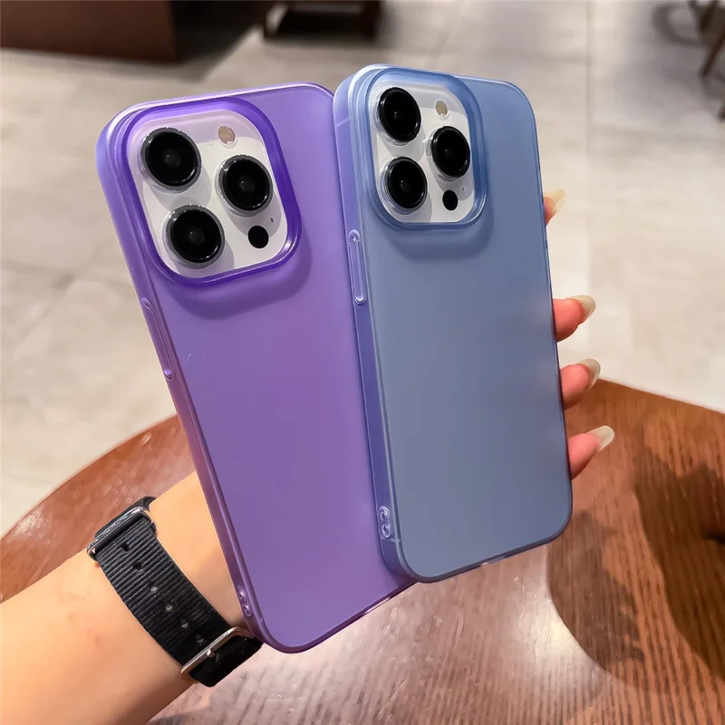 For iPhone 15 Plus Shockproof Mobile Phone Case Anti-Scratch Matte PC Phone Cover Shell - Blue