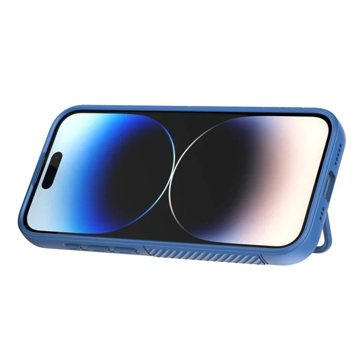 Para iPhone 15 Pro Max Anti-Scratch Mobile Phone Cover Skin-touch Kickstand Soft TPU Case - Baby Blue