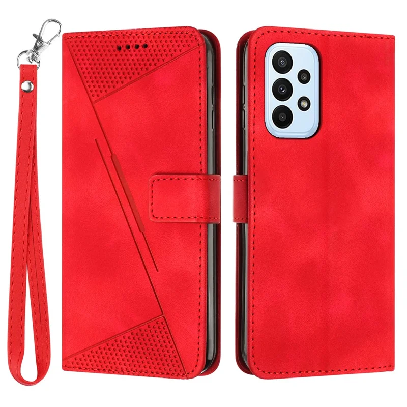 Läderplånbok för Samsung Galaxy A33 5G, Triangelmönster, Drop-skydd, Ställfunktion, Telefonlåda med Rem - Röd