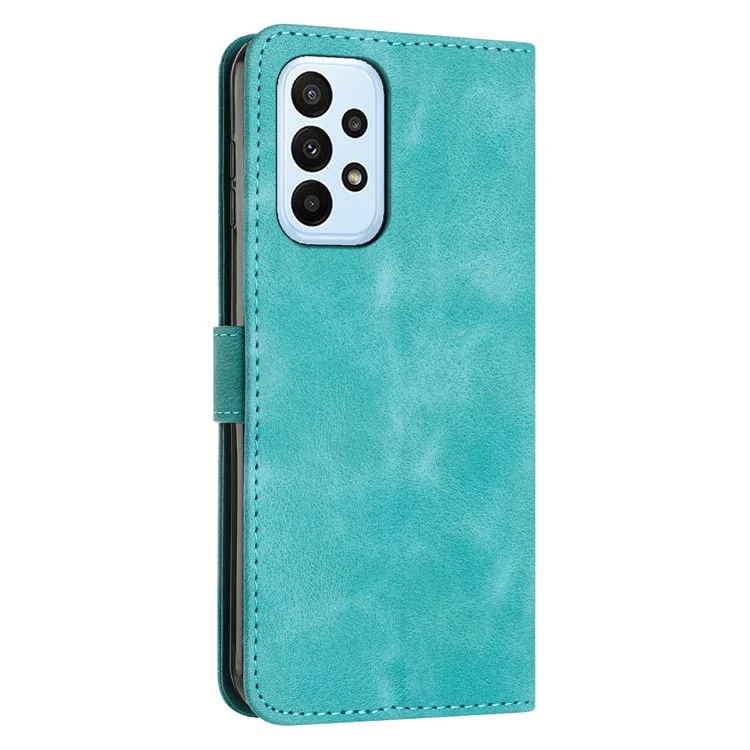 Para Samsung Galaxy A53 5G Triangle Imprint PU Leather Phone Case Foldable Stand Wallet Cover with Strap - Verde