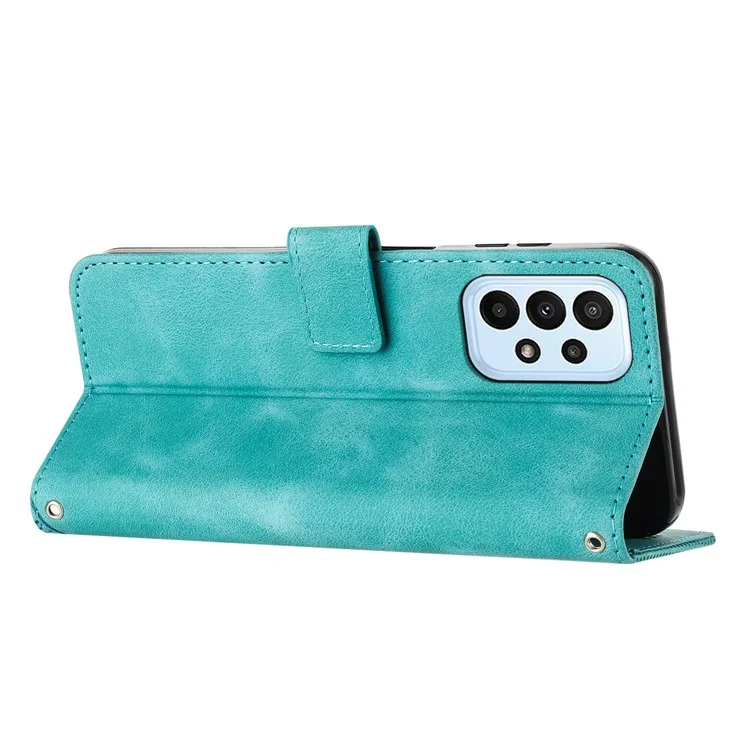 Para Samsung Galaxy A53 5G Triangle Imprint PU Leather Phone Case Foldable Stand Wallet Cover with Strap - Verde