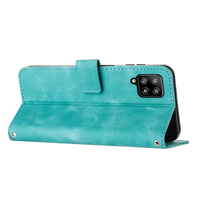 Para Samsung Galaxy A22 4G (Versão UE) / M32 (Versão Índia) / M32 (Versão Global) 4G / F22 / M22 Capa de Telefone de Couro Impressa Carteira Stand Case - Verde