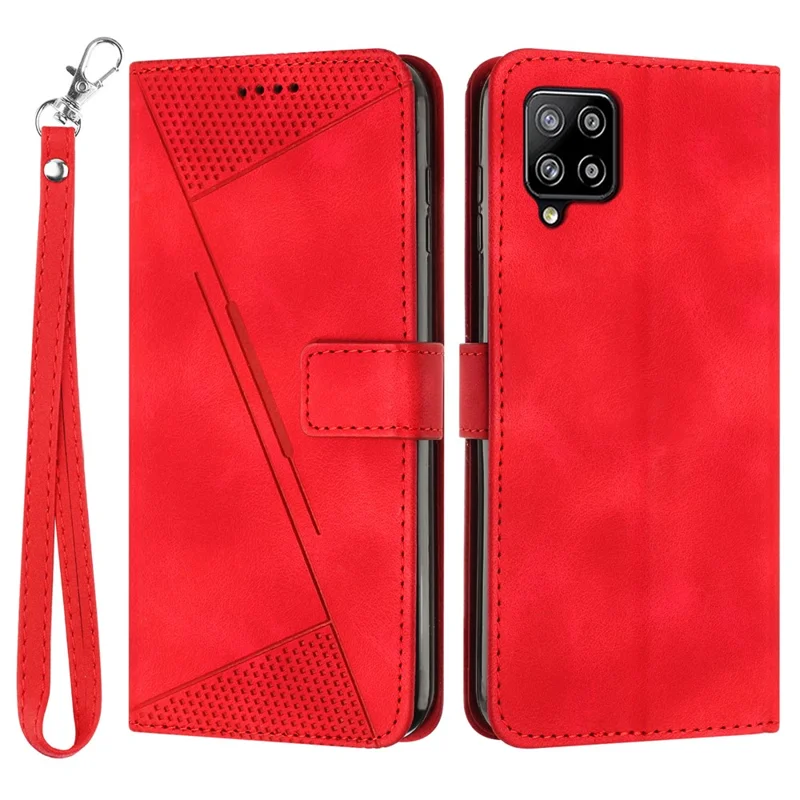 For Samsung Galaxy A22 4G (EU Version) / M32 (India Version) / M32 (Global Version) 4G / F22 / M22 Leather Phone Cover Imprinted Wallet Stand Case - Red