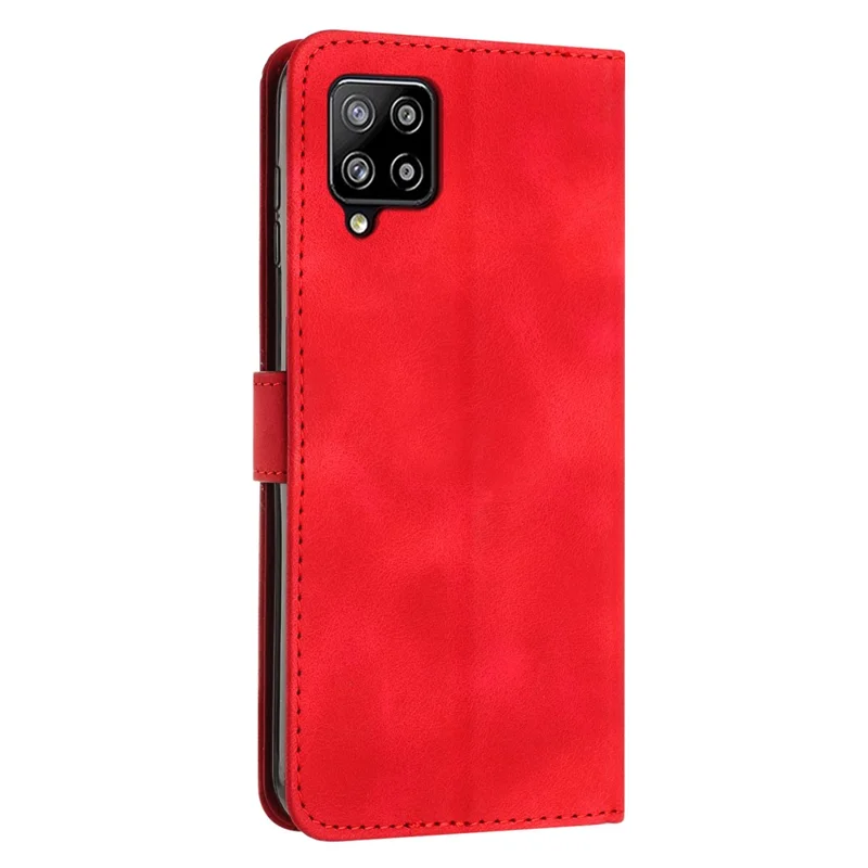 For Samsung Galaxy A22 4G (EU Version) / M32 (India Version) / M32 (Global Version) 4G / F22 / M22 Leather Phone Cover Imprinted Wallet Stand Case - Red