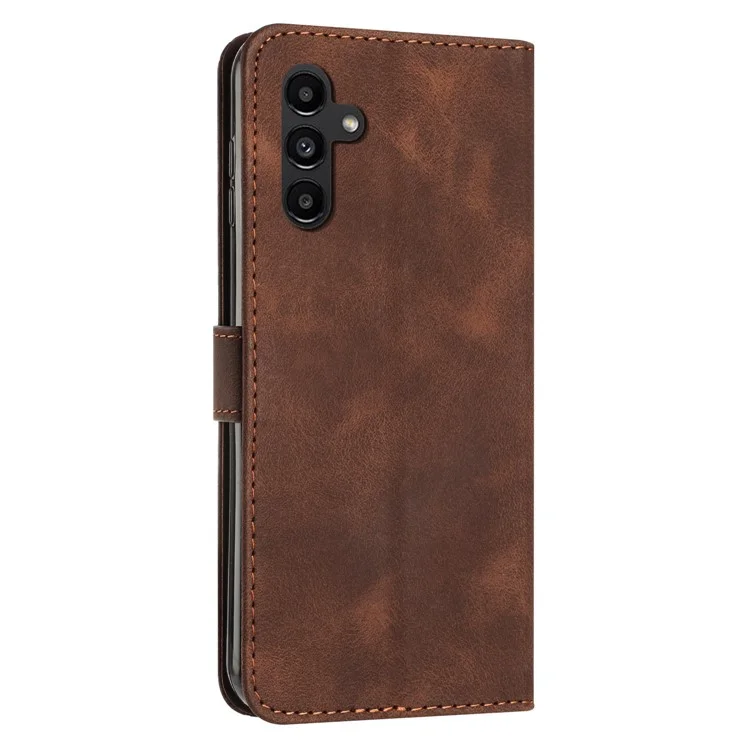 Para Samsung Galaxy M54 5G / F54 5G Capa de telefone à prova de queda com carteira de couro e suporte de triângulo - Marrom