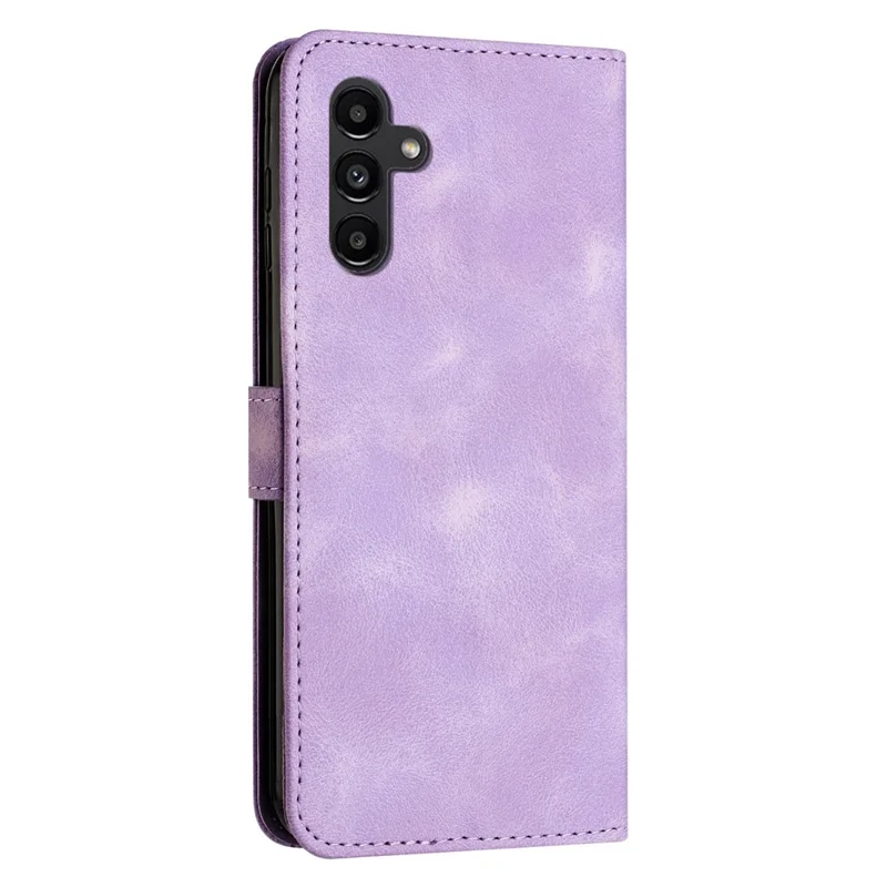 Für Samsung Galaxy M54 5G / F54 5G Leder-Wallet Drop-proof Handyhülle Dreieck Prägung Standfuß Schale mit Riemen - Lila