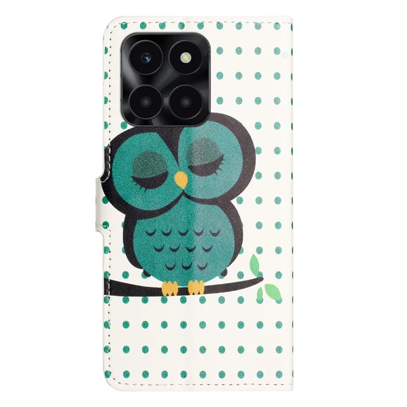 For Honor X6a 4G / X6b 4G / X6c 4G Wallet Case PU Leather Pattern Printing Phone Stand Cover - Dots / Owl