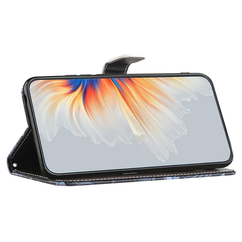 3D Pattern Printing Leather Phone Case for Honor X6a 4G / X6b 4G / X6c 4G Stand Wallet Flip Cover with Strap - Blue Flower