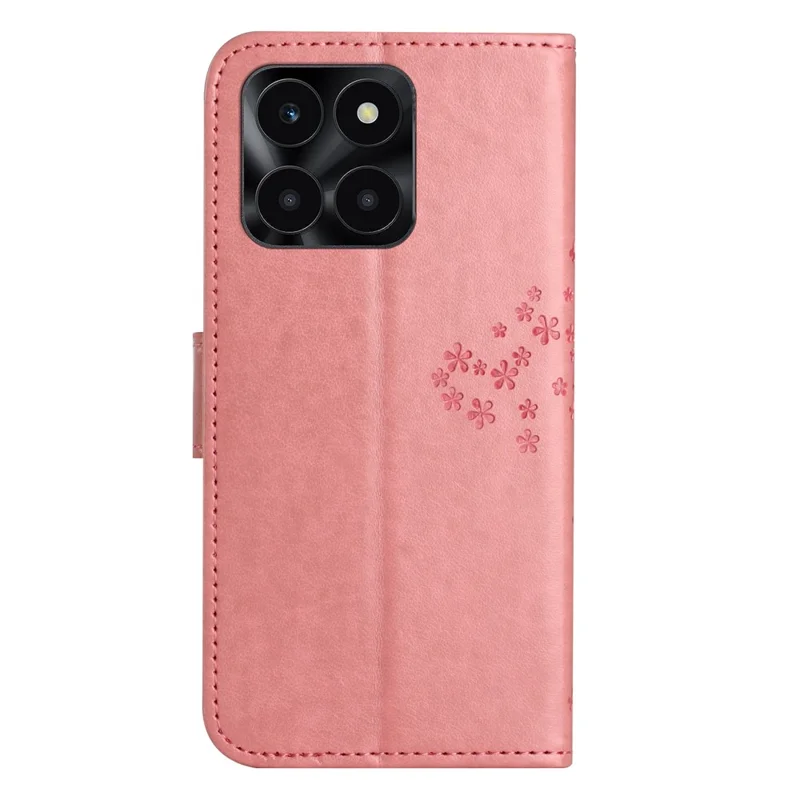 Per Honor X6a 4G / X6b 4G / X6c 4G Custodia Portafoglio in Pelle PU con Stampe di Gufo e Albero, Supporto, Protezione Integrale, Rosa