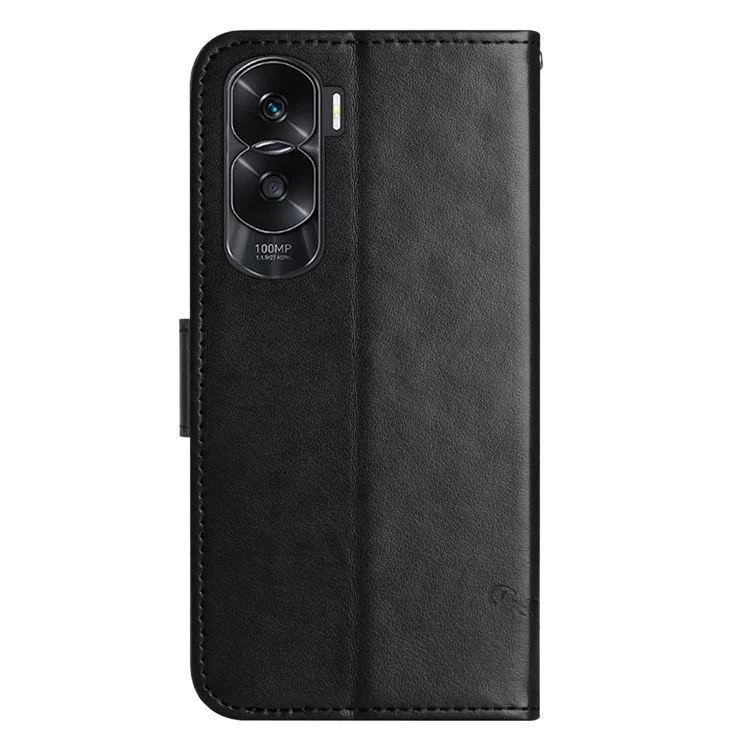 Per Honor 90 Lite 5G / X50i 5G Butterfly Flower Imprinted Leather Phone Case Flip Stand Wallet Cover - Nero
