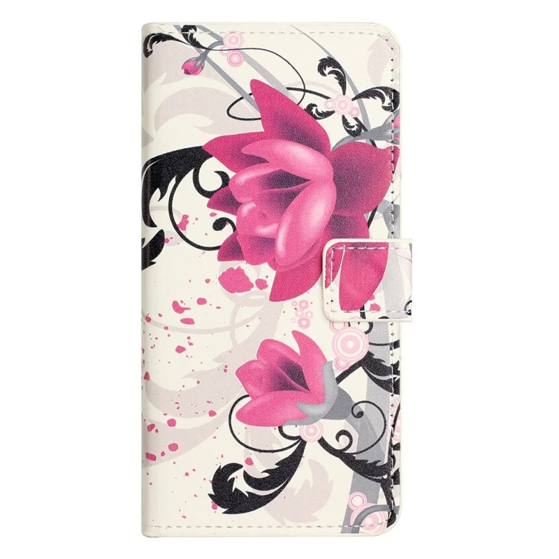 PU Leather Anti-Fall Case for Honor 90 Lite 5G / X50i 5G , Stand Wallet Pattern Printing Phone Cover - Lotus