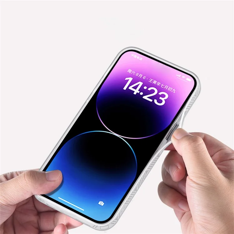 Per iPhone 13 Pro Max PU Leather Coated TPU Cover Shell Laser Gradient Design Mobile Phone Case - Purple